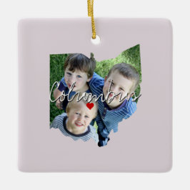 Ohio State Photo insert and town name Keramisch Ornament