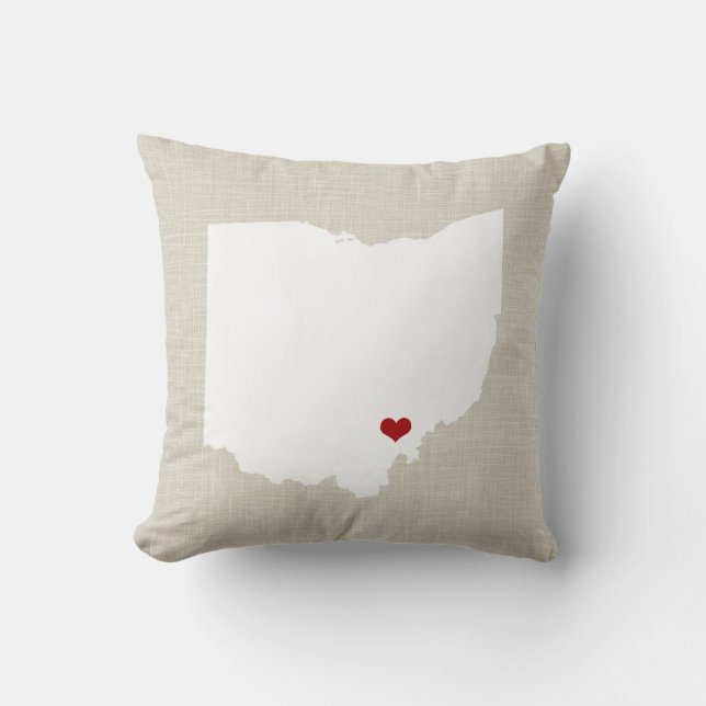 Ohio State Pillow Faux Linen gepersonaliseerd Kussen (Voorkant)