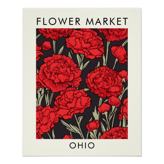 Ohio State Scarlet Anjer Bloemmarkt Perfect Poster (Voorkant)