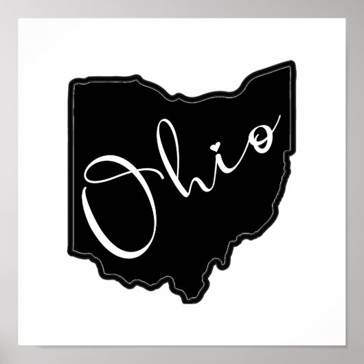Ohio State Shape Outline - Ohio Kaart Outline Poster (Voorkant)