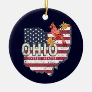 Ohio State United States Retro Map  USA Keramisch Ornament