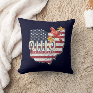 Ohio State United States Retro Map USA Kussen