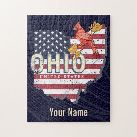 Ohio State United States Retro Map  USA Legpuzzel (Verticaal)
