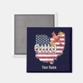 Ohio State United States Retro Map USA Magneet (Voorkant / Achterkant)
