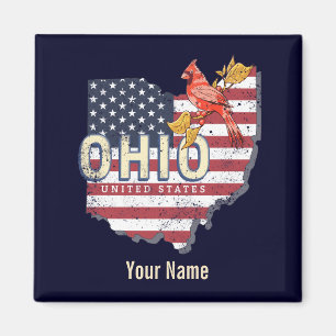 Ohio State United States Retro Map  USA Magneet