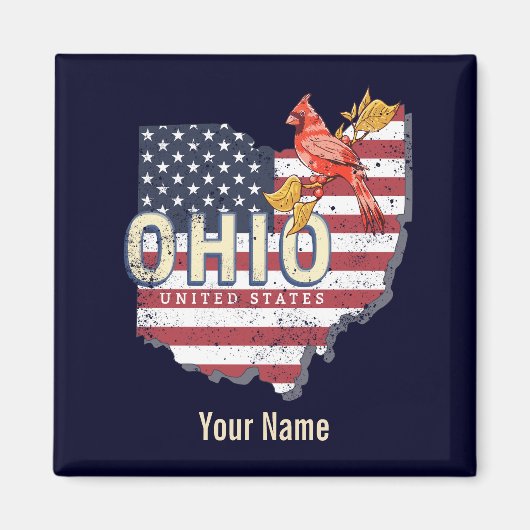 Ohio State United States Retro Map USA Magneet (Voorkant)