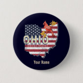 Ohio State United States Retro Map  USA Ronde Button 5,7 Cm (Voorkant)