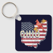 Ohio State United States Retro Map USA Sleutelhanger (Voorkant)