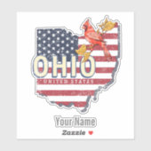 Ohio State United States Retro Map  USA Sticker (Vel)