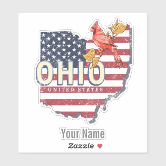 Ohio State United States Retro Map  USA Sticker (Vel)