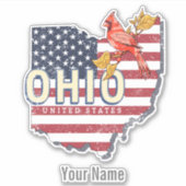 Ohio State United States Retro Map  USA Sticker (Voorkant)