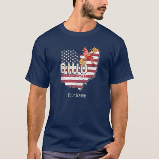 Ohio State United States Retro Map  USA T-shirt (Voorkant)