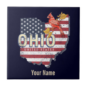 Ohio State United States Retro Map USA Tegeltje