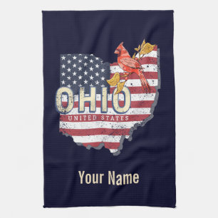 Ohio State United States Retro Map  USA Theedoek