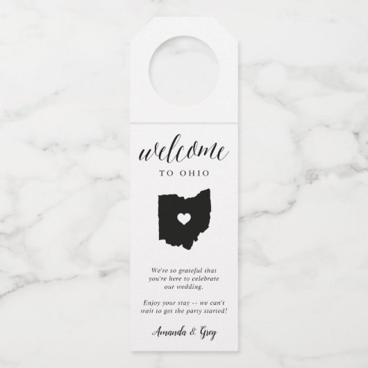 Ohio State Wedding Welcome Favor Flessenhanger (Voorkant)