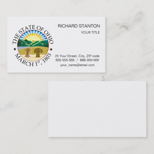 Ohio-teken Visitekaartje (Voorkant / Achterkant)