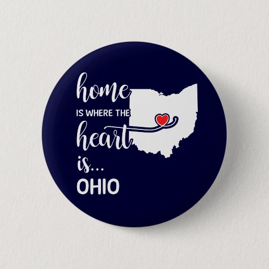 Ohio thuis is waar het hart ligt ronde button 5,7 cm (Voorkant)