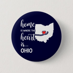 Ohio thuis is waar het hart ligt ronde button 5,7 cm