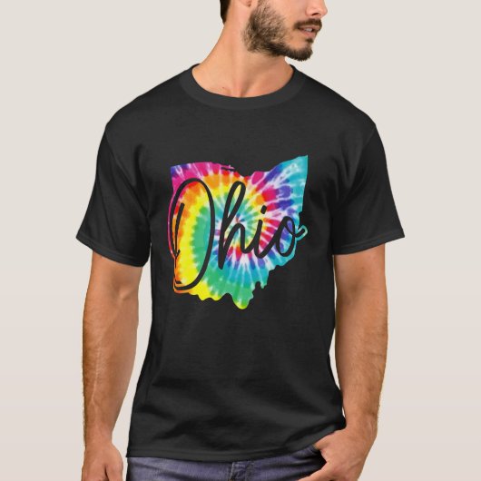 Ohio Tie Dye State Map Pride Retro T-shirt (Voorkant)