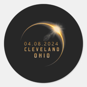 Ohio Totale Zonsverduistering 2024 - Ohio Zonsverd Ronde Sticker