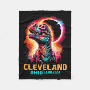 Ohio totale zonsverduistering 2024 T rex dinosauru Fleece Deken