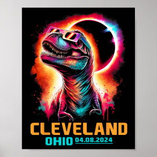 Ohio totale zonsverduistering 2024 T rex dinosauru Poster