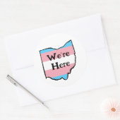 Ohio Trans Pride We zijn hier Ronde Sticker (Envelop)