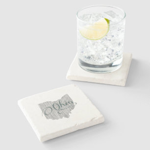 Ohio  Typografie Buckeye State Shaped Gray Stenen Onderzetter