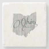 Ohio  Typografie Buckeye State Shaped Gray Stenen Onderzetter (Voorkant)