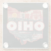  Ohio USA Kaart Briefkaart Glazen Onderzetter (Achterkant)