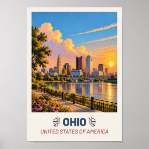 Ohio USA – Vintage Reisposter Poster