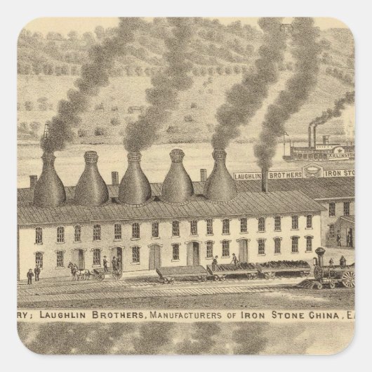 Ohio Valley Pottery, Laughlin Brothers Vierkante Sticker (Voorkant)