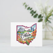 Ohio Verenigde Staten State Shaped  Waterverf Briefkaart (Staand voorkant)