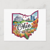 Ohio Verenigde Staten State Shaped  Waterverf Briefkaart (Voorkant)