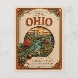 Ohio Vintage Paper Cut Amerikaanse Arcana Briefkaart