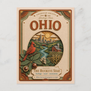Ohio Vintage Paper Cut Amerikaanse Arcana Briefkaart
