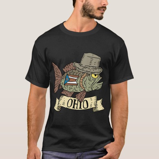 Ohio vis met hoed. t-shirt (Voorkant)