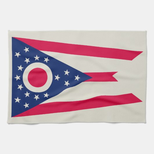 Ohio-vlag: De Buckeye-staatbanner Theedoek (Horizontaal)