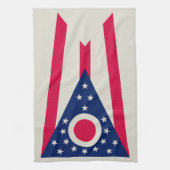 Ohio-vlag: De Buckeye-staatbanner Theedoek (Verticaal)