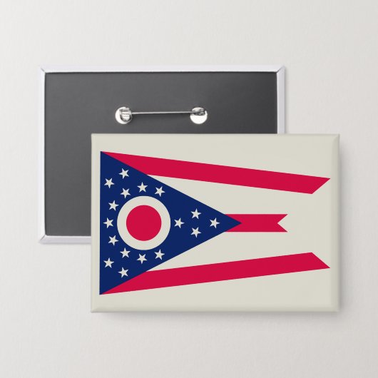 Ohio-vlag: De Buckeye-staatsvlag Button (Voorkant / Achterkant)