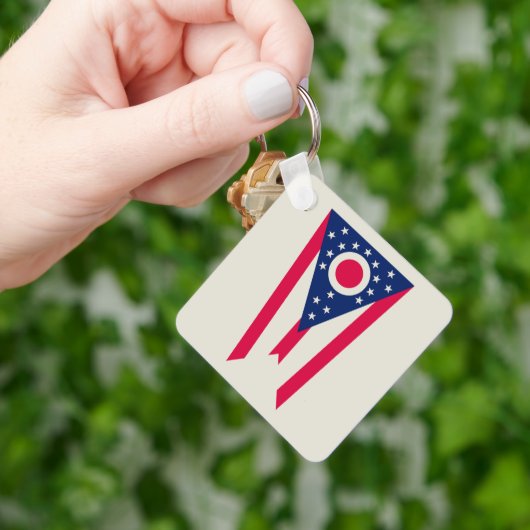 Ohio-vlag: De Buckeye State-banner Sleutelhanger (Hand)