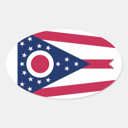 Ohio vlag ovale sticker (Voorkant)