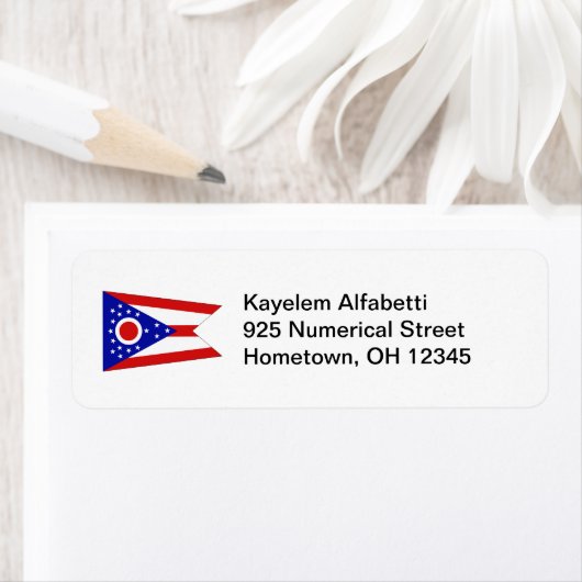Ohio vlag retour adres label (Insitu)