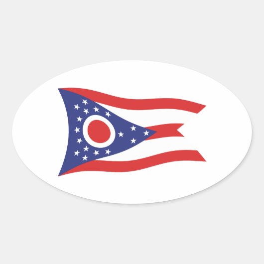 Ohio Vlagsticker Ovale Sticker (Voorkant)