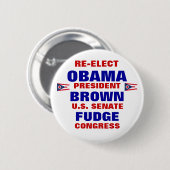 Ohio voor Obama Brown Fudge Ronde Button 5,7 Cm (Voorkant /achterkant)