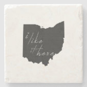 Ohio vormde ik vind het leuk hier Black Chalkboard Stenen Onderzetter (Voorkant)