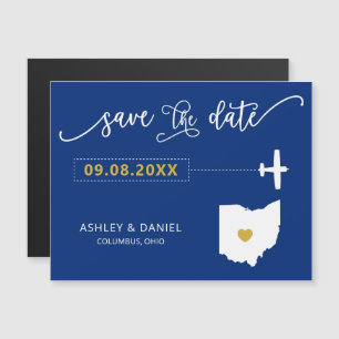 Ohio Wedding Save the Date Kaart, Map Magnetische Uitnodiging
