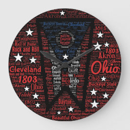 Ohio Word Art Round (Grote) wandklok