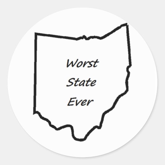 Ohio Worst State Ronde Sticker (Voorkant)