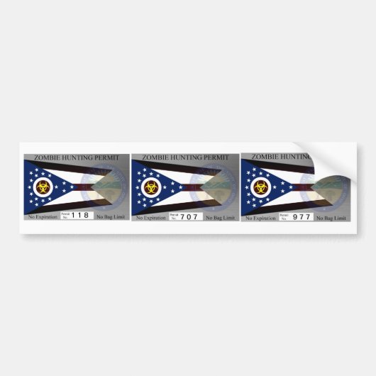 Ohio Zombie Hunting Permit Bumpersticker (Voorkant)